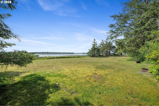 view of yard featuring a water view