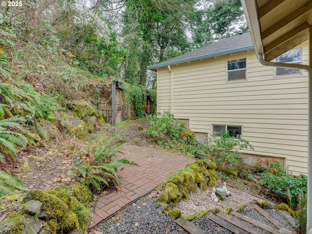 view of yard featuring a patio and fence