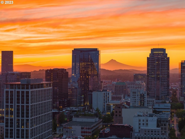 city view with a mountain view