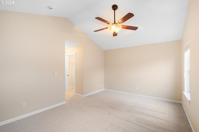 5171 SW 174th Ter, Beaverton, OR 97078 - empty room with vaulted ceiling, ceiling fan, light colored carpet, baseboards, and a smoke detector