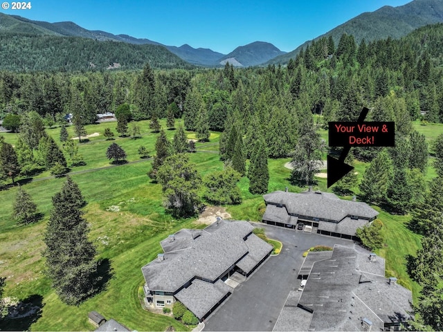 aerial view featuring a mountain view