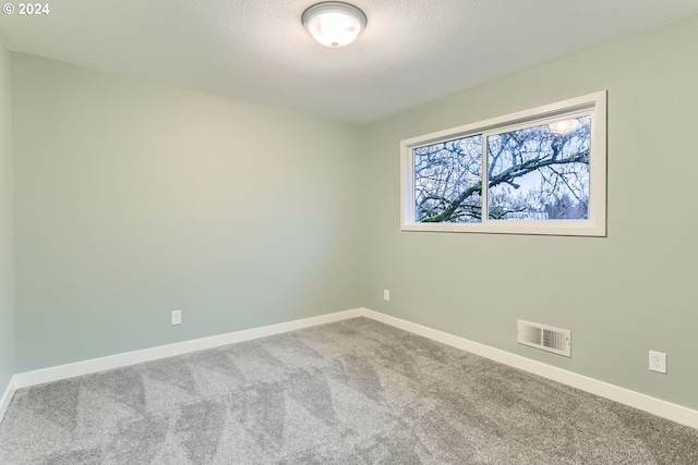 carpeted spare room featuring a textured ceiling