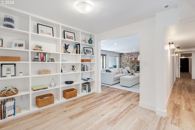 interior space with light hardwood / wood-style flooring