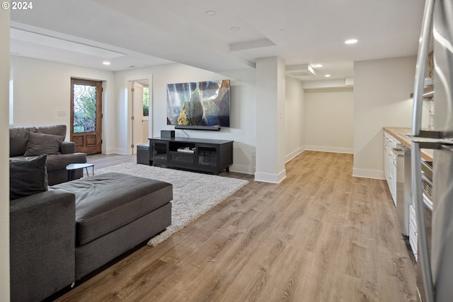 2868 NW Cumberland Rd, Portland, OR 97210 - living room with light wood-style floors and recessed lighting