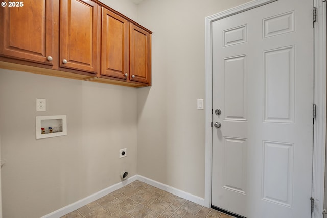 laundry area with cabinets, washer hookup, and hookup for an electric dryer