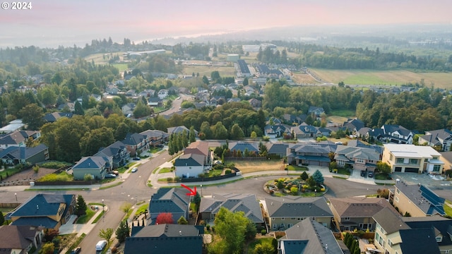 view of aerial view at dusk