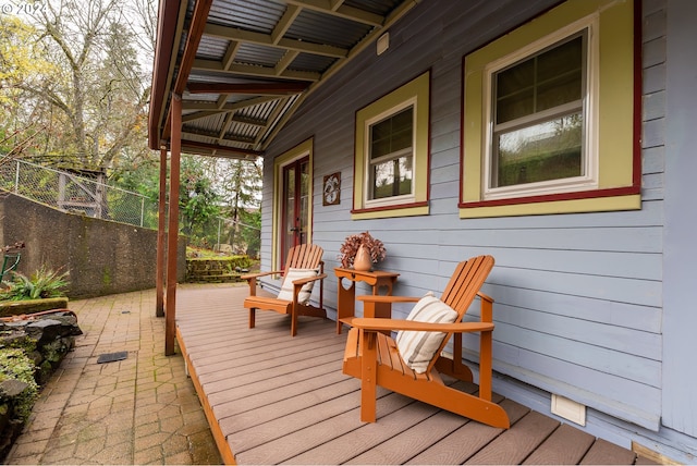 wooden deck with a porch