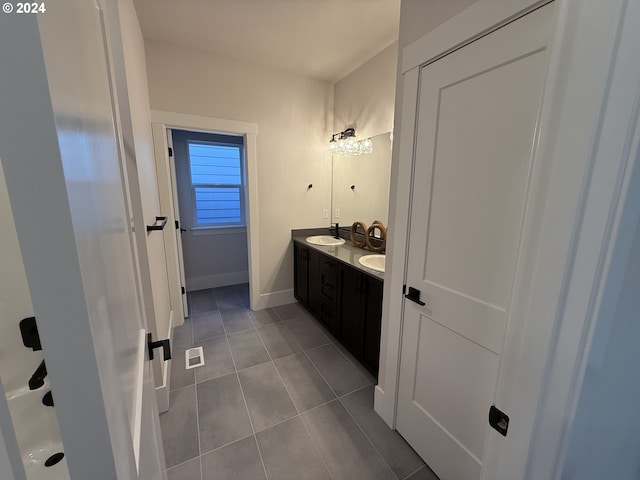 bathroom featuring tile patterned flooring and vanity