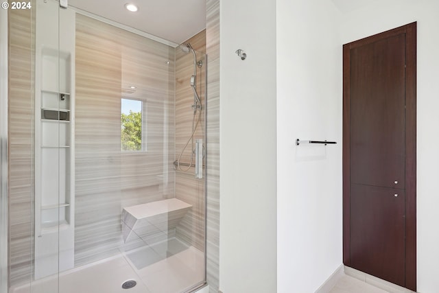 bathroom featuring walk in shower