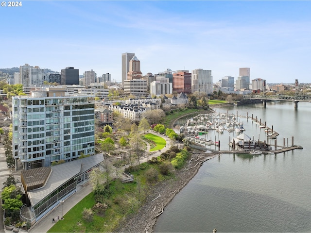 view of city featuring a water view