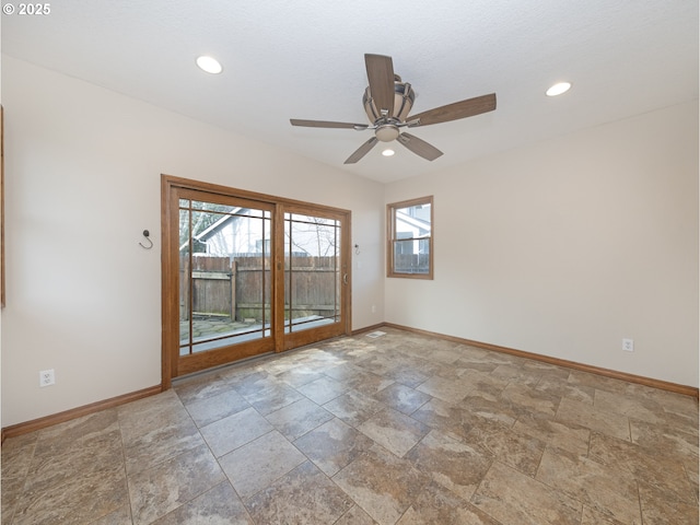 unfurnished room featuring ceiling fan