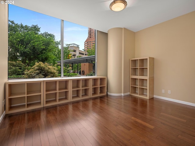 unfurnished room with dark hardwood / wood-style flooring