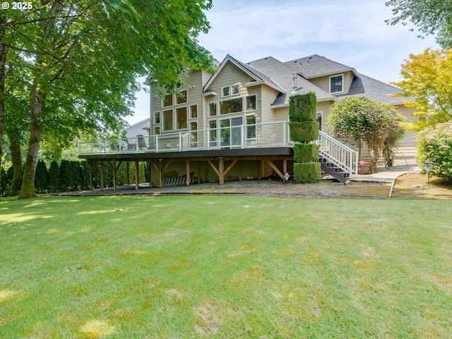 4374 M Loop, Washougal, WA 98671 - back of house featuring a deck, a lawn, stairway, and roof with shingles