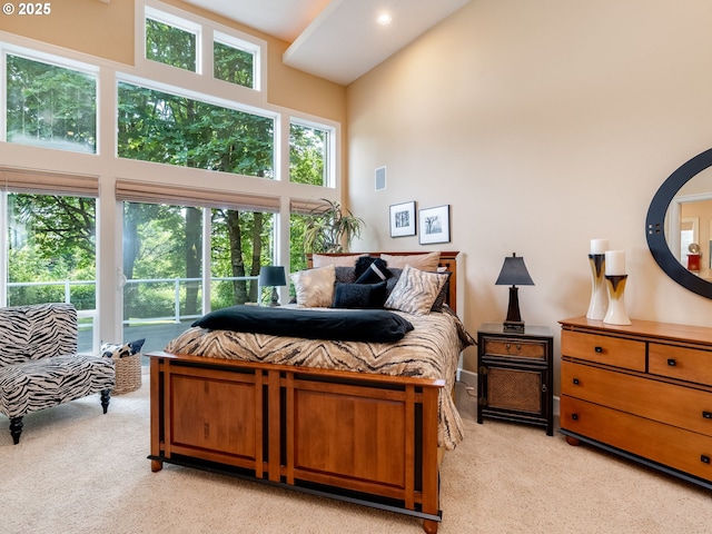 4374 M Loop, Washougal, WA 98671 - bedroom featuring light carpet, a high ceiling, and multiple windows