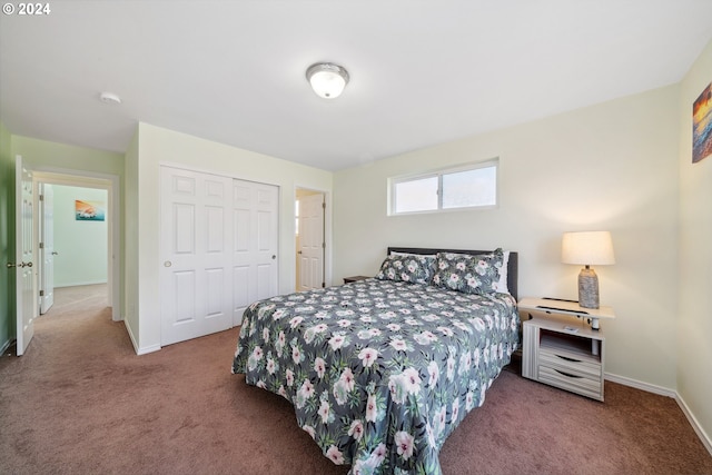 carpeted bedroom featuring a closet