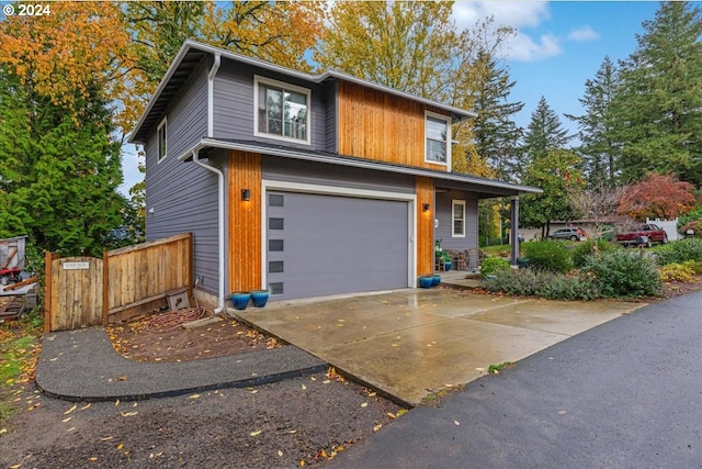 view of front of property featuring a garage