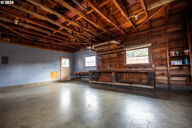 garage with electric panel