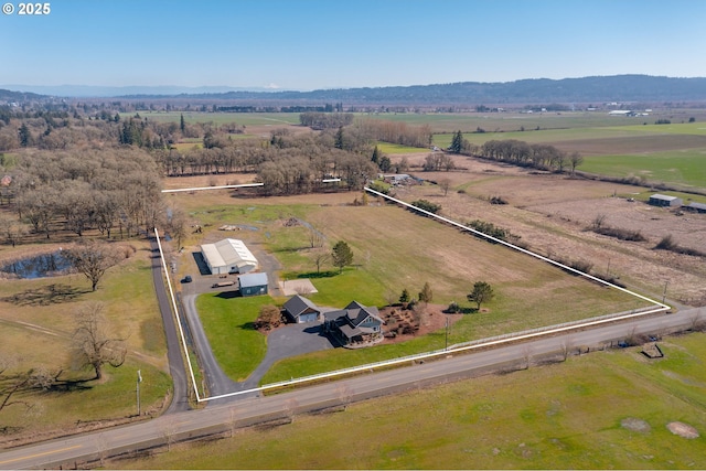 birds eye view of property with a rural view