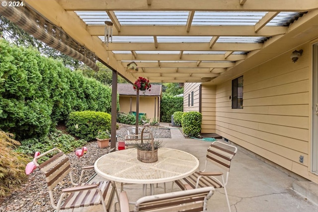 view of patio featuring a pergola