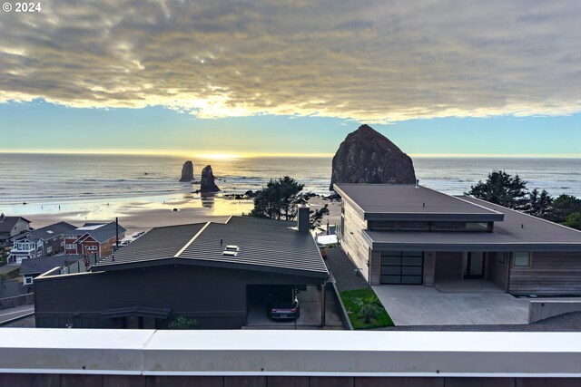 exterior space with a beach view