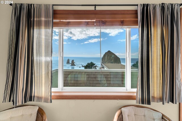 bedroom with a water view