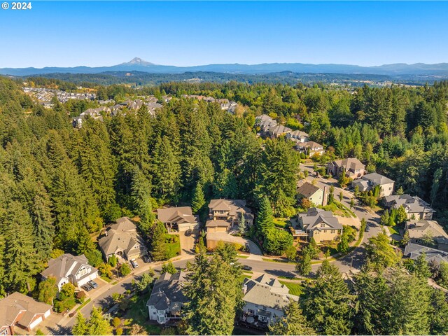 bird's eye view with a mountain view