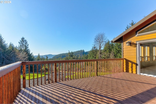 deck with a mountain view