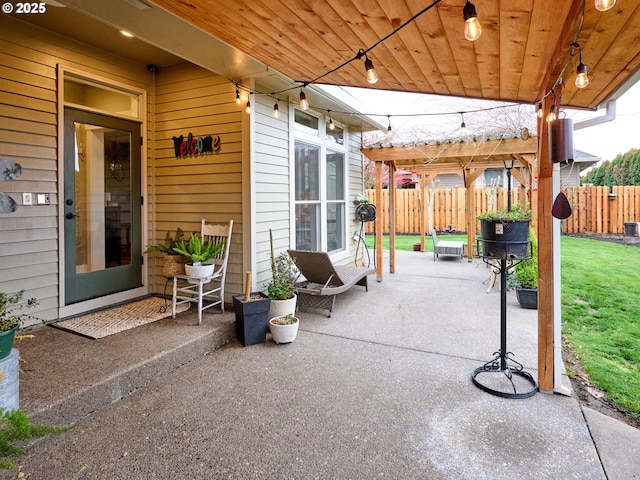 view of patio / terrace featuring a pergola