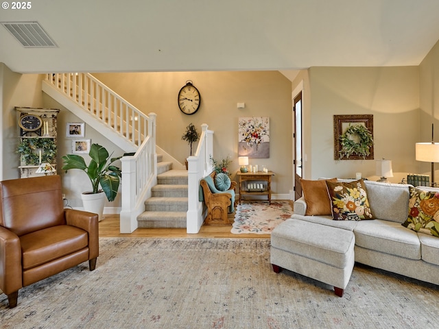 living room with hardwood / wood-style flooring