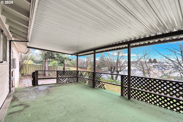 view of unfurnished sunroom