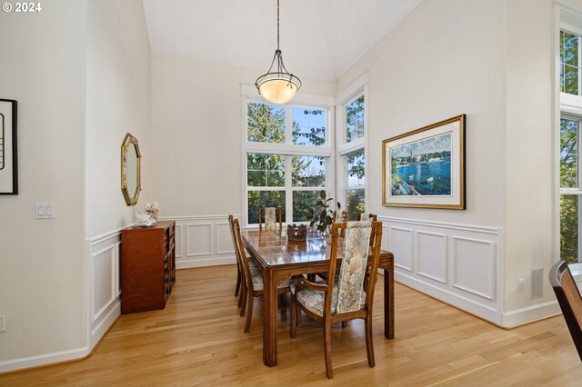 living room with wood-type flooring, a fireplace, and high vaulted ceiling