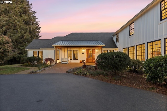 view of front of home featuring french doors