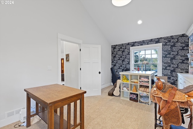 interior space featuring lofted ceiling