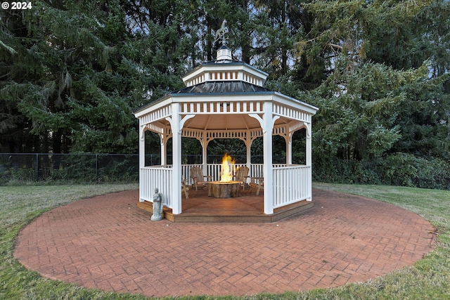 view of patio / terrace featuring a gazebo