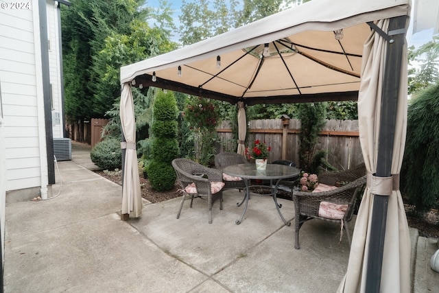 view of patio featuring a gazebo