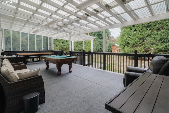 playroom featuring billiards and carpet flooring