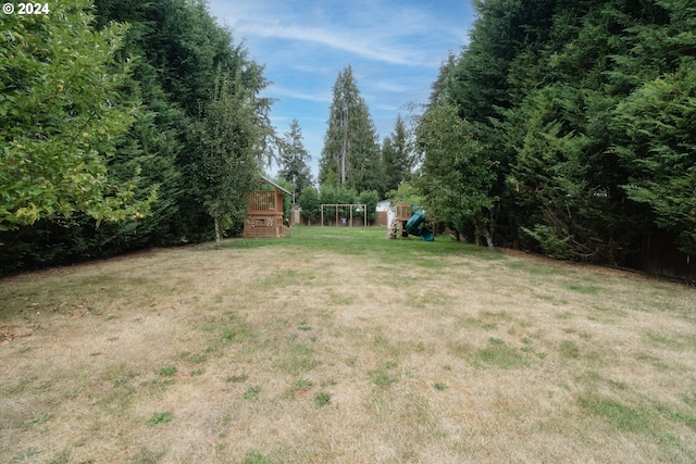 view of yard featuring a playground