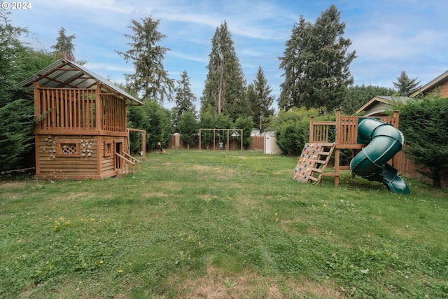 view of yard featuring a playground