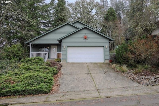 ranch-style home featuring a garage