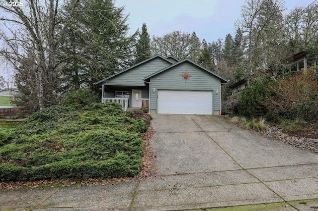 single story home featuring a garage