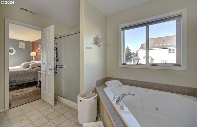 bathroom with plus walk in shower