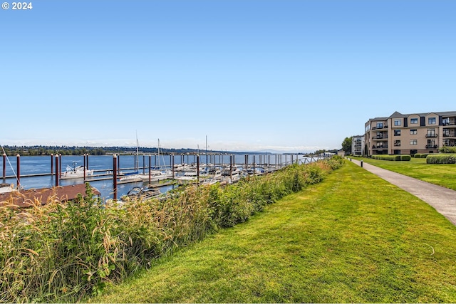 707 N Hayden Island Dr Unit 301, Portland, OR 97217 - dock with a water view and a lawn
