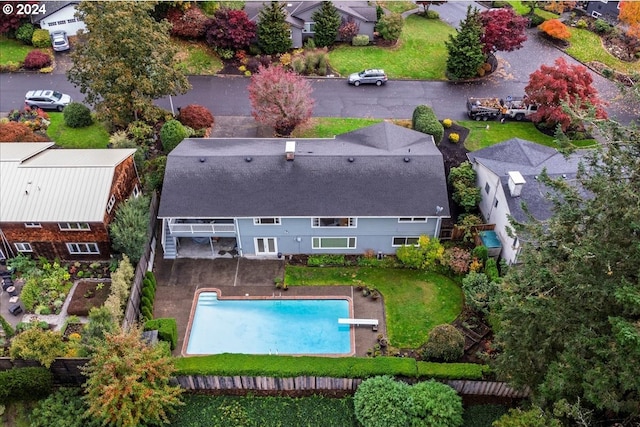 drone / aerial view with a residential view