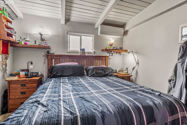 bedroom with beam ceiling