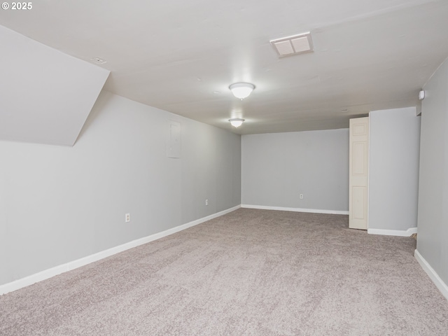 basement with carpet