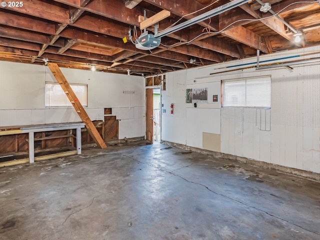 garage with a garage door opener