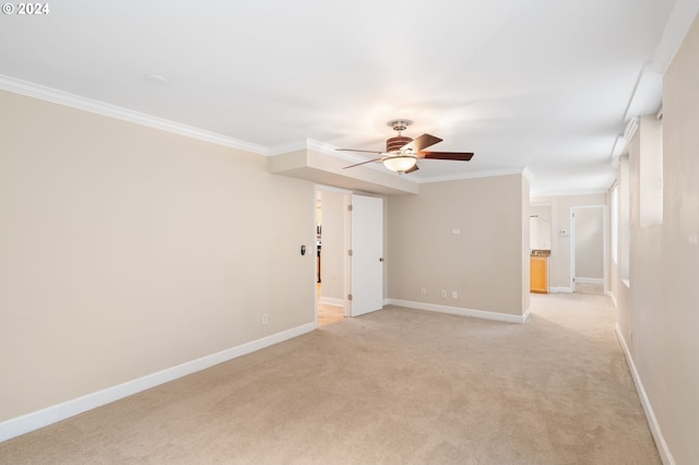 1205 SW Cardinell Dr Unit 802, Portland, OR 97201 - empty room with ceiling fan, crown molding, and light carpet