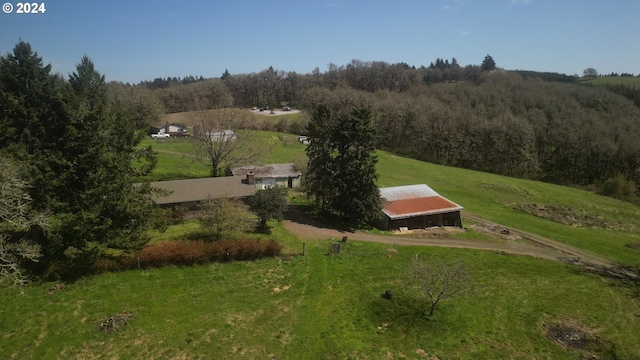 aerial view featuring a rural view