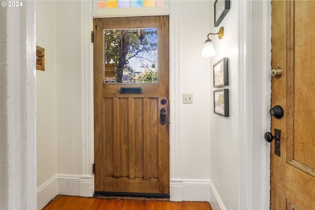 interior space with hardwood / wood-style floors