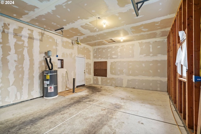 basement with strapped water heater